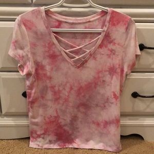 Aeropostale Seriously Soft Tie-Dye V-Neck Girl Tee Size XS